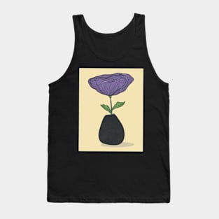 Purple Flower Black Vase Tank Top